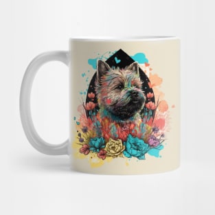 Yorkie Spring Floral Cute Retro Portrait Paint Splatter Dog Lover Painting Mug